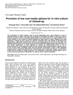 Provision of low cost media options for in vitro culture of
