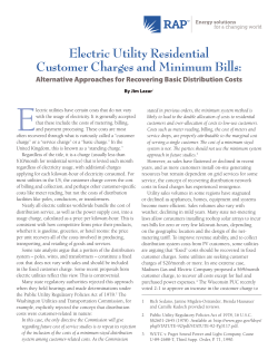 Electric Utility Residential Customer Charges and Minimum Bills: