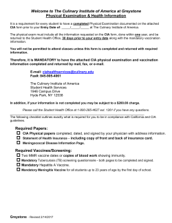 CIA California Physcial Form - The Culinary Institute of America