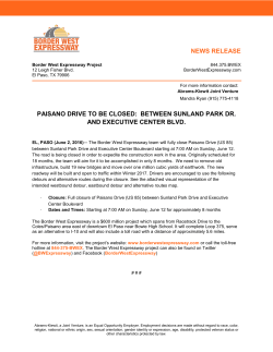 FOR IMMEDIATE RELEASE - Border West Expressway