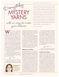 HW: Demystify Mystery Yarns