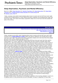 Sleep Deprivation, Psychosis and Mental Efficiency
