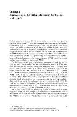 Application of NMR Spectroscopy for Foods and Lipids