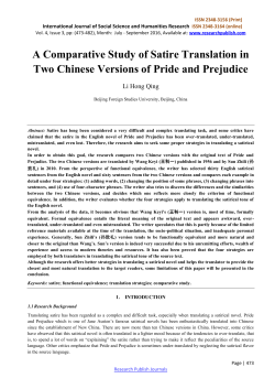 A Comparative Study of Satire Translation in Two Chinese Versions
