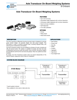 Axle Transducer On-Board Weighing Systems Axle