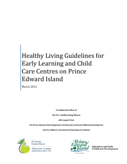 Healthy Living Guidelines for Early Learning and Child Care
