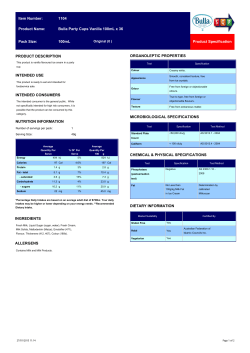 Product Specification 1104 Item Number: Product Name: Bulla Party