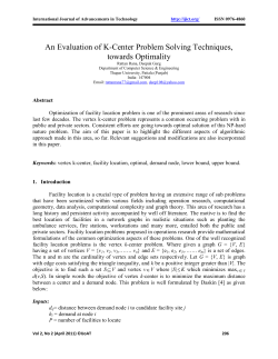An Evaluation of K-Center Problem Solving Techniques, towards