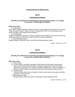 Topics List for Spanish Levels