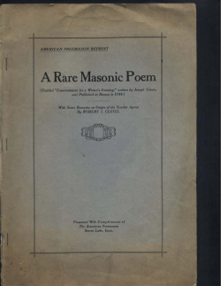 A Rare Masonic Poem - Minnesota Scottish Rite