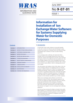 Information For Installation Of Ion Exchange Water Softeners
