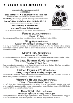 The Lego Batman Movie Viceroy`s House (12A)106 minutes