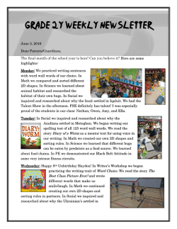 June 3, 2016 Dear Parents/Guardians, The final month of the school