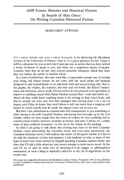 On Writing Canadian Historical Fiction