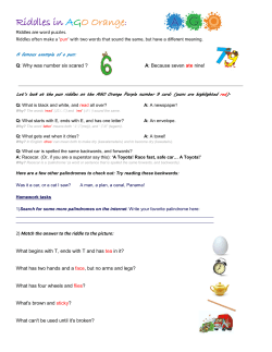 Riddles in AGO Orange