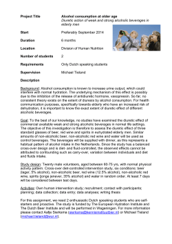 Project Title Alcohol consumption at older age Diuretic action of