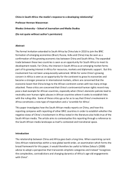 China in South Africa: media responses to a developing relationship