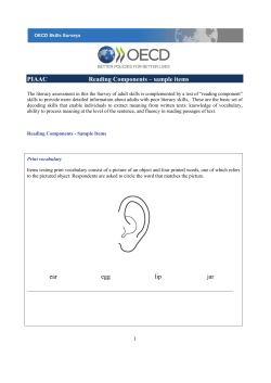 PIAAC Reading Components &ndash; sample items ear egg lip jar