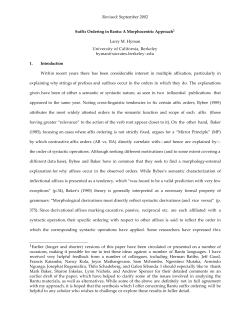 Suffix ordering in Bantu: a morphocentric approach.