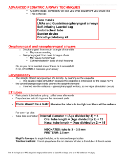 ADVANCED PEDIATRIC AIRWAY TECHNIQUES Oropharyngeal