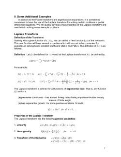 8. Some Additional Examples Laplace Transform