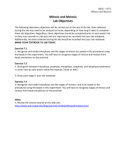 Mitosis and Meiosis Lab Objectives