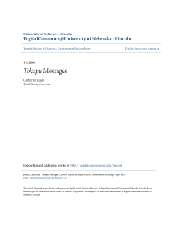 Tokapu Messages - DigitalCommons@University of Nebraska