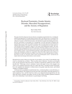 Boyhood Femininity, Gender Identity Disorder, Masculine