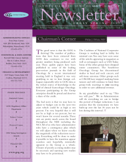 Chairman`s Corner - Gynecologic Oncology Group