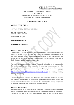 Level 1A German - UWI St. Augustine