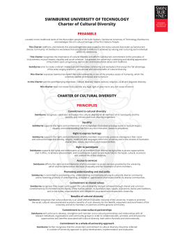 Charter of Cultural Diversity - Swinburne University of Technology