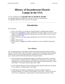 History of Electric Lamps in USA