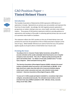 CAO Position Paper &ndash; Tinted Helmet Visors