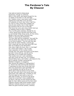The Pardoner`s Tale By Chaucer