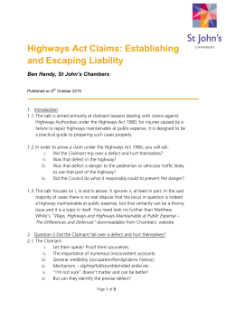 Highways Act Claims: Establishing and Escaping Liability