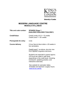 Syllabus and weekly schedule