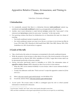 Appositive Relative Clauses, At-issueness, and Timing in Discourse
