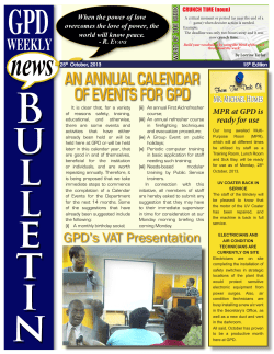 AN ANNUAL CALENDAR OF EVENTS FOR GPD When the power