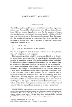 Indexicality and deixis - University of California, Berkeley