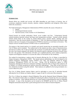 Hazard Analysis - City of Albany, Oregon
