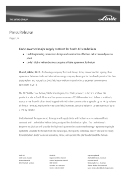 Linde awarded major supply contract for South