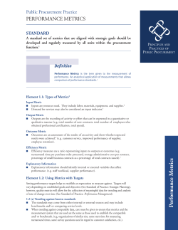 Public Procurement Practice PERFORMANCE METRICS