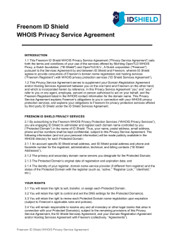 Freenom ID Shield WHOIS Privacy Service Agreement