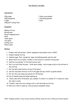 Pear Marble Tray Bake Ingredients 100g sugar 100g margarine 2