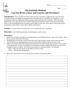 The Scientific Method: Can You Write a Clear and Concise Lab