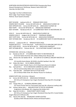 Championship Show Results 2016 - Northern Golden Retriever