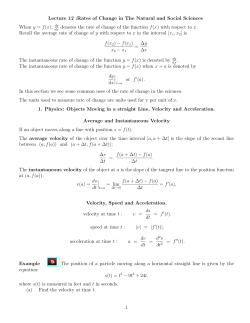 Lecture 12 :Rates of Change in The Natural and Social Sciences