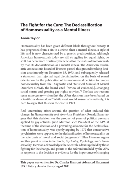 The Fight for the Cure: The Declassification of Homosexuality as a