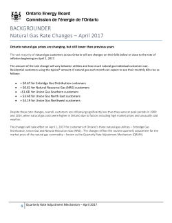 Backgrounder - Natural Gas Rate Changes &ndash; April 2017