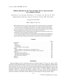 Habitat utilization by the Cape porcupine Hystrix africaeaustralis in a